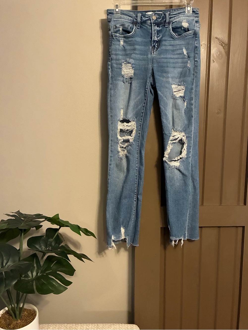 Flying Monkey Light Blue Distressed Skinny Jeans